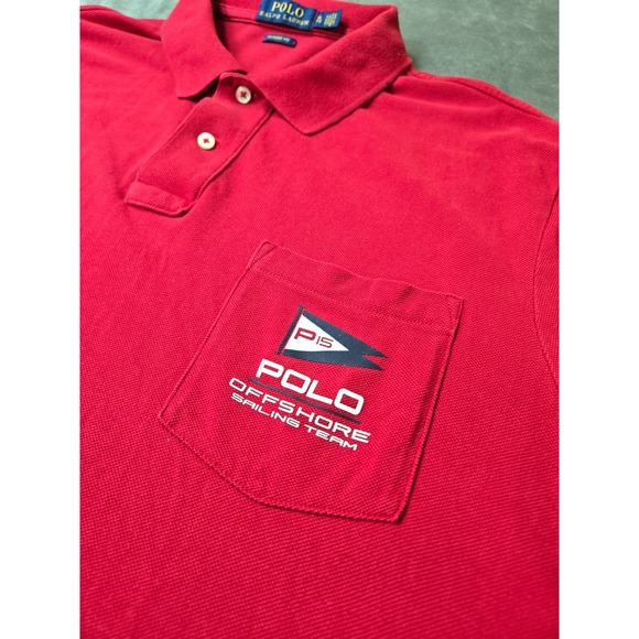 Polo Ralph Lauren Shirt Mens Extra Large P-15 Offshore Sailing Team Pocketed Red - Picture 3 of 12